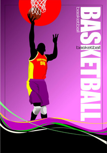 篮球运动员的海报。矢量图