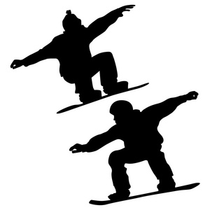 集合。滑雪板和滑雪