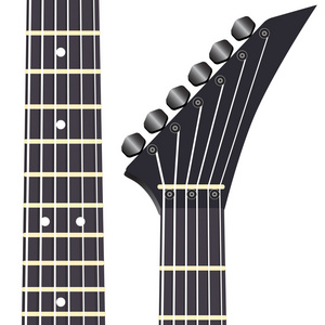 在白色背景上的黑色电吉他。