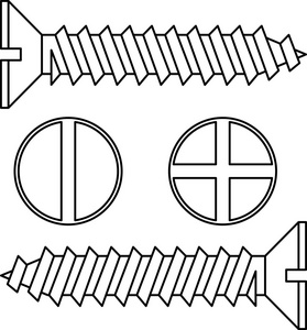 不锈钢螺钉。矢量插画