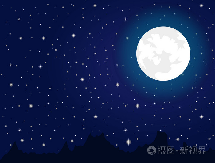 明亮的月亮和星星的夜晚