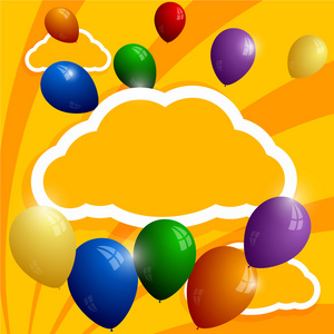 云背景上的飞行气球。抽象背景