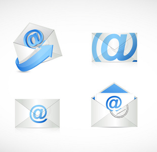 蓝色电子邮件信封插画设计