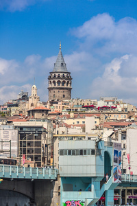 城市景观与塔塔在伊斯坦堡的黄金角