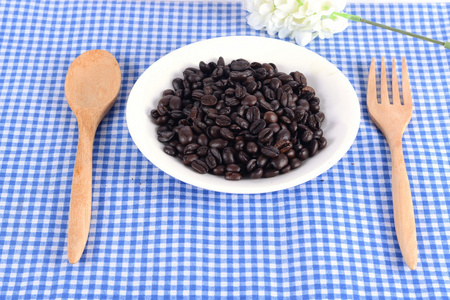 咖啡豆汤匙和叉子