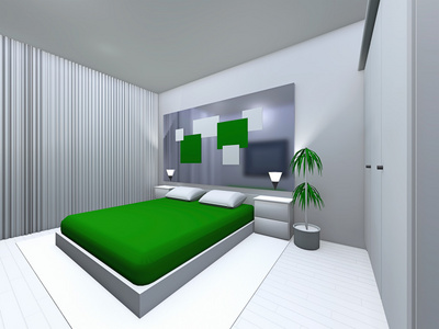 灰绿色的卧室