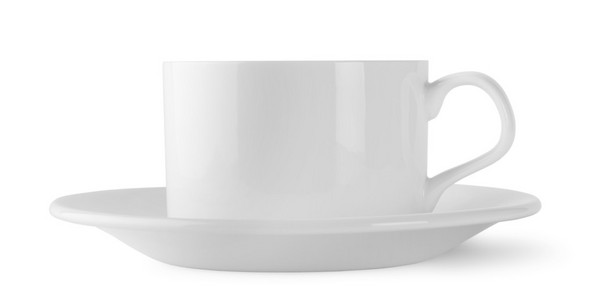 白色咖啡杯和碟