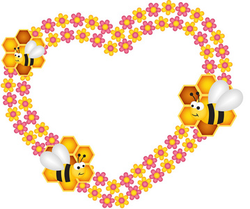 蜜蜂和他亲爱的花的心相框