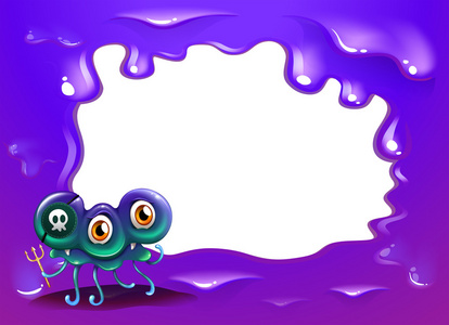 紫色边框模板与三眼的怪物