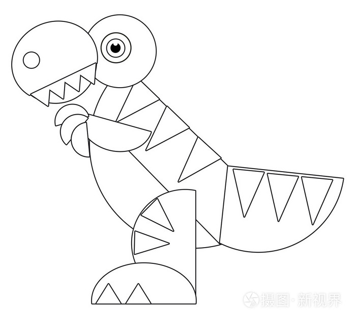 着色页为儿童卡通恐龙简笔画