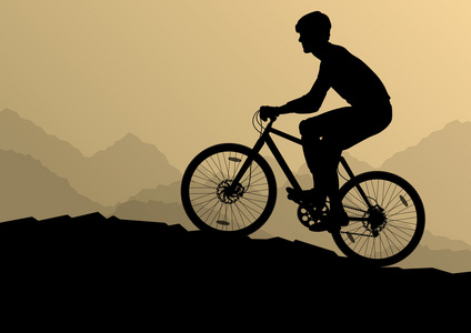 在野生山自然景观活动骑自行车的人骑自行车的人