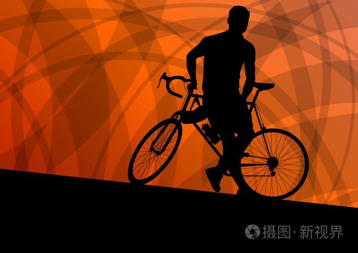 活跃的自行车自行车骑手活跃的运动剪影矢量回来