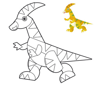 着色页为儿童卡通恐龙简笔画图片