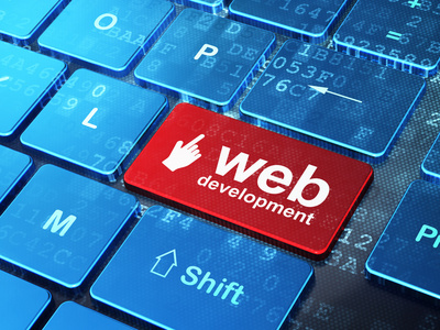 web 开发的概念 鼠标光标和网站开发计算机键盘背景
