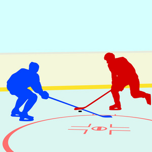 冰上曲棍球球员。矢量插画