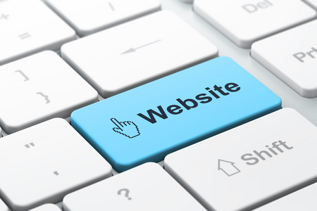 web 开发的概念 鼠标光标和网站在计算机上的键盘背景
