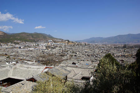 云南丽江古城古屋顶