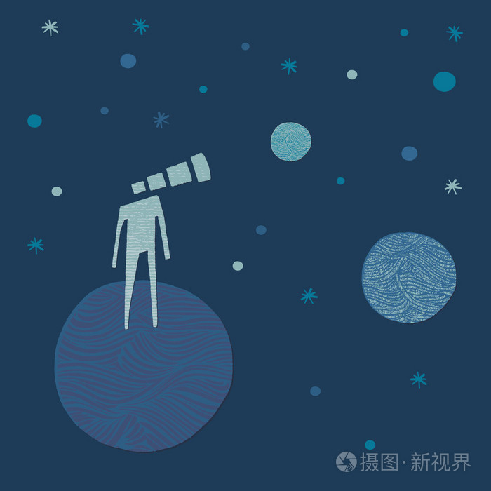 看着这些星星的望远镜头男人