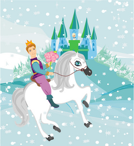 王子骑着马到公主在一个冬日