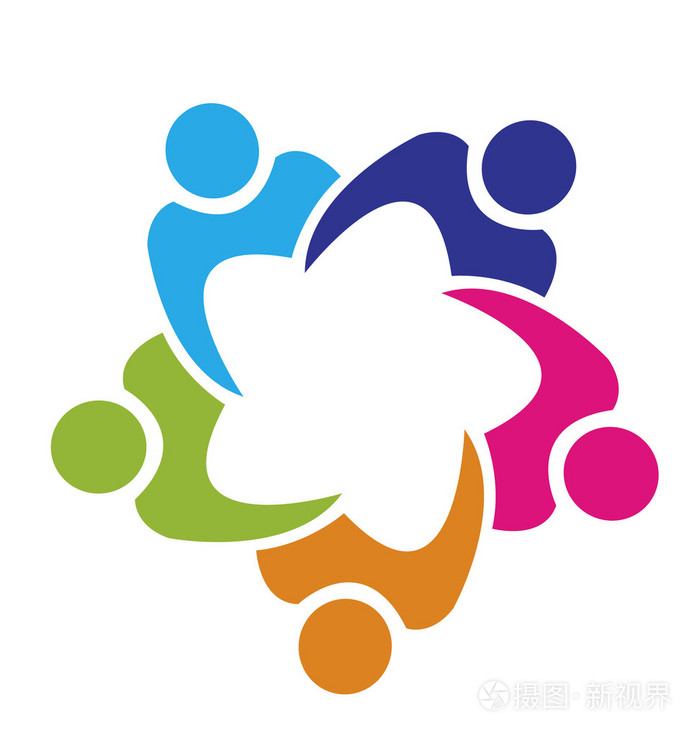 团队合作联盟5人标志矢量