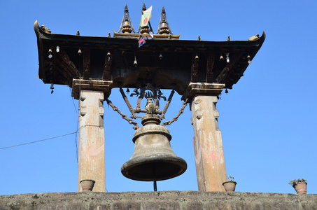 尼泊尔，帕坦，在杜巴广场大型礼仪钟