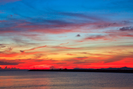 蓝色的夕阳的天空