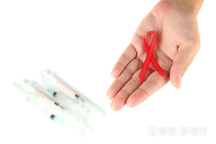 艾滋病带在手上孤立的白