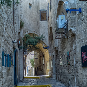狭窄的街道，在具有历史意义的雅法，以色列