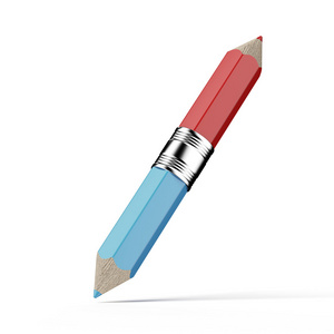蓝色和红色的双彩色铅笔