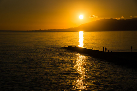林孔 de la 维多利亚在日落时分，马拉加，西班牙