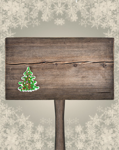 圣诞绿枞树在木板上。新的一年背景