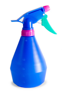 孤立的蓝色塑料喷雾器