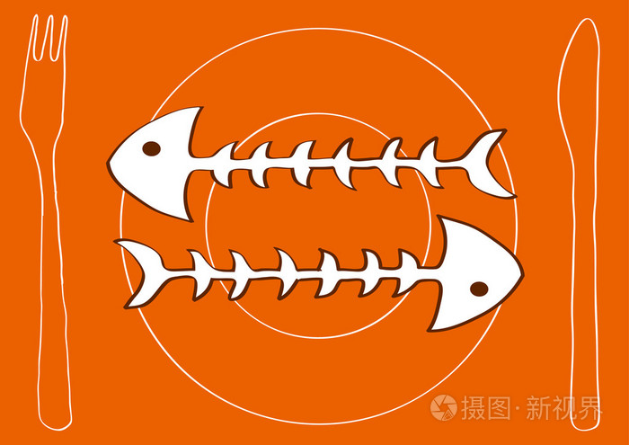 素描与鱼骨头