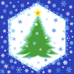 雪花框架和圣诞树