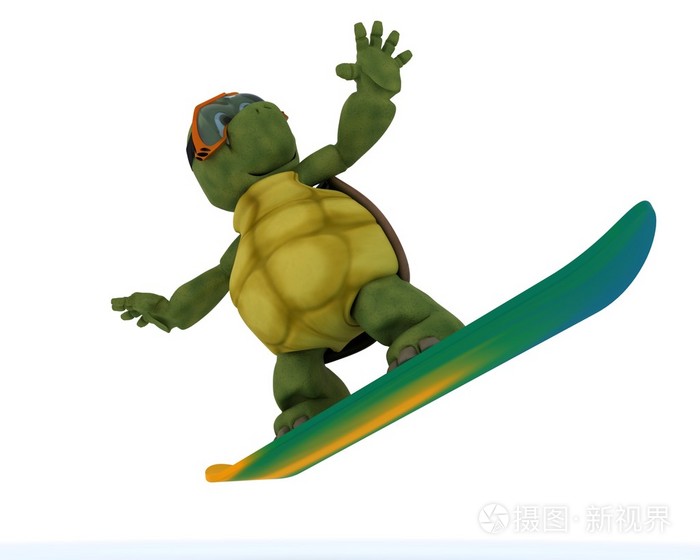 乌龟骑滑雪