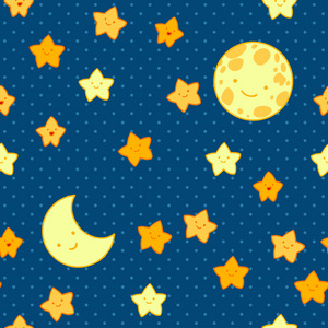 月亮和星星矢量无缝模式