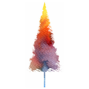 圣诞 新年树水彩画式分离的向量插图
