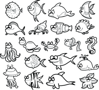 大套卡通海洋动物