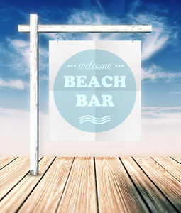 海滩酒吧概念海报上夏天背景