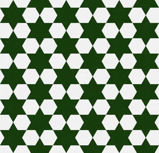 深绿色和白色六边形图案的织物纹理的背景