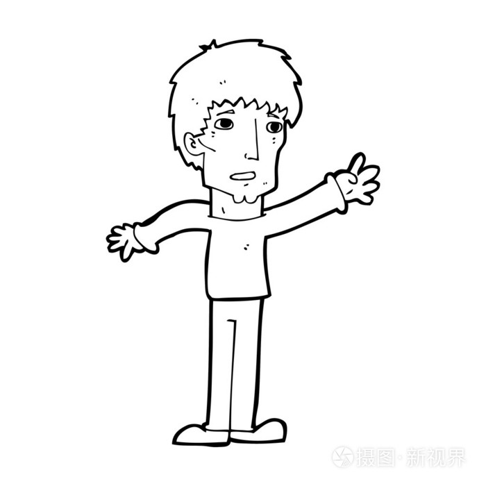 卡通焦虑的人伸出援手
