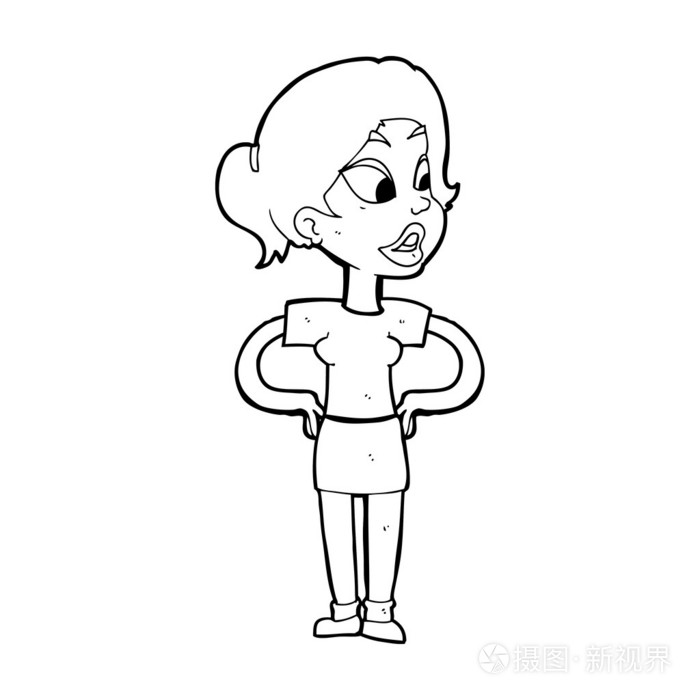 卡通女人双手叉腰