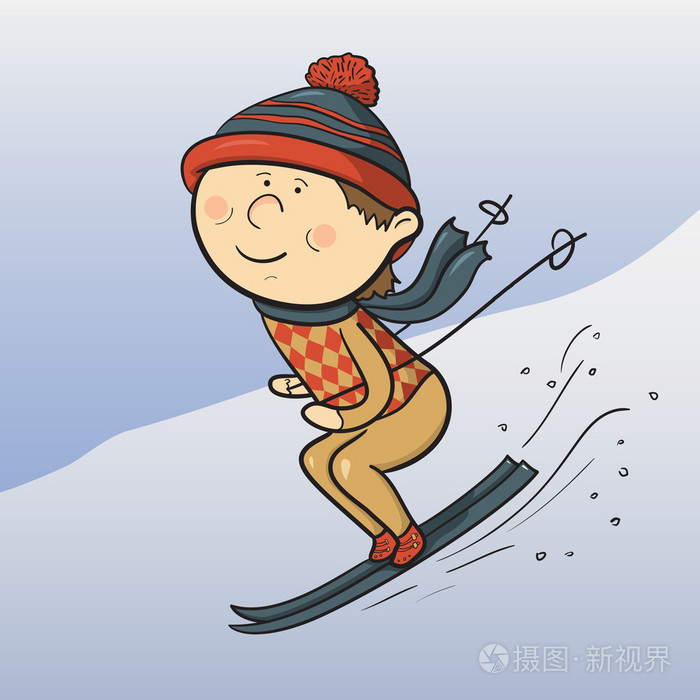 矢量卡通滑雪者