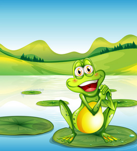 以上在池塘睡莲的微笑青蛙