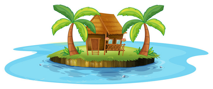 在一个小岛的小海椰子小屋