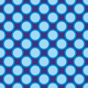 大蓝色波尔卡圆点在一个黑暗的深蓝色背景上的无缝矢量模式
