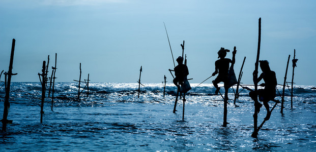 斯里兰卡传统高跷渔夫