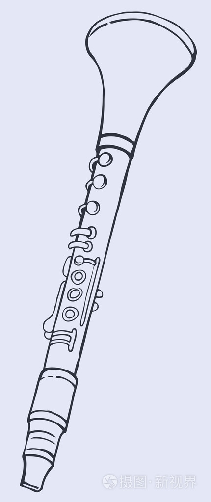 矢量线描单簧管插画-正版商用图片1ehlqa-摄图新视界