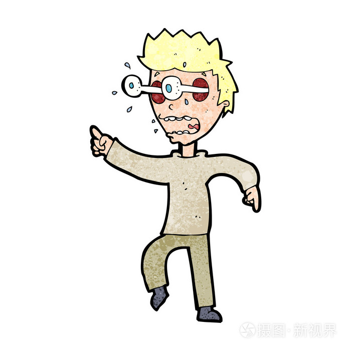 卡通漫画与冒出来的眼睛的人