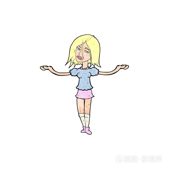 卡通女人耸耸肩膀